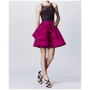 Marchesa Notte Black Fuchsia Embellished Dress 8